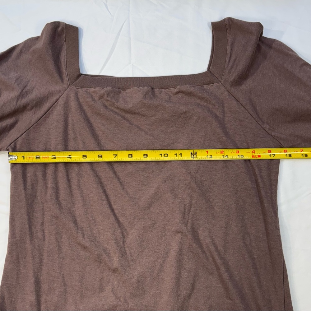 Spiritex Mushroom/Mauve 3/4 sleeve USA made cotton top, women’s Lg, square neck - Picture 7 of 12
